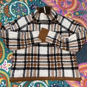 No Boundaries Brown and White Sweater